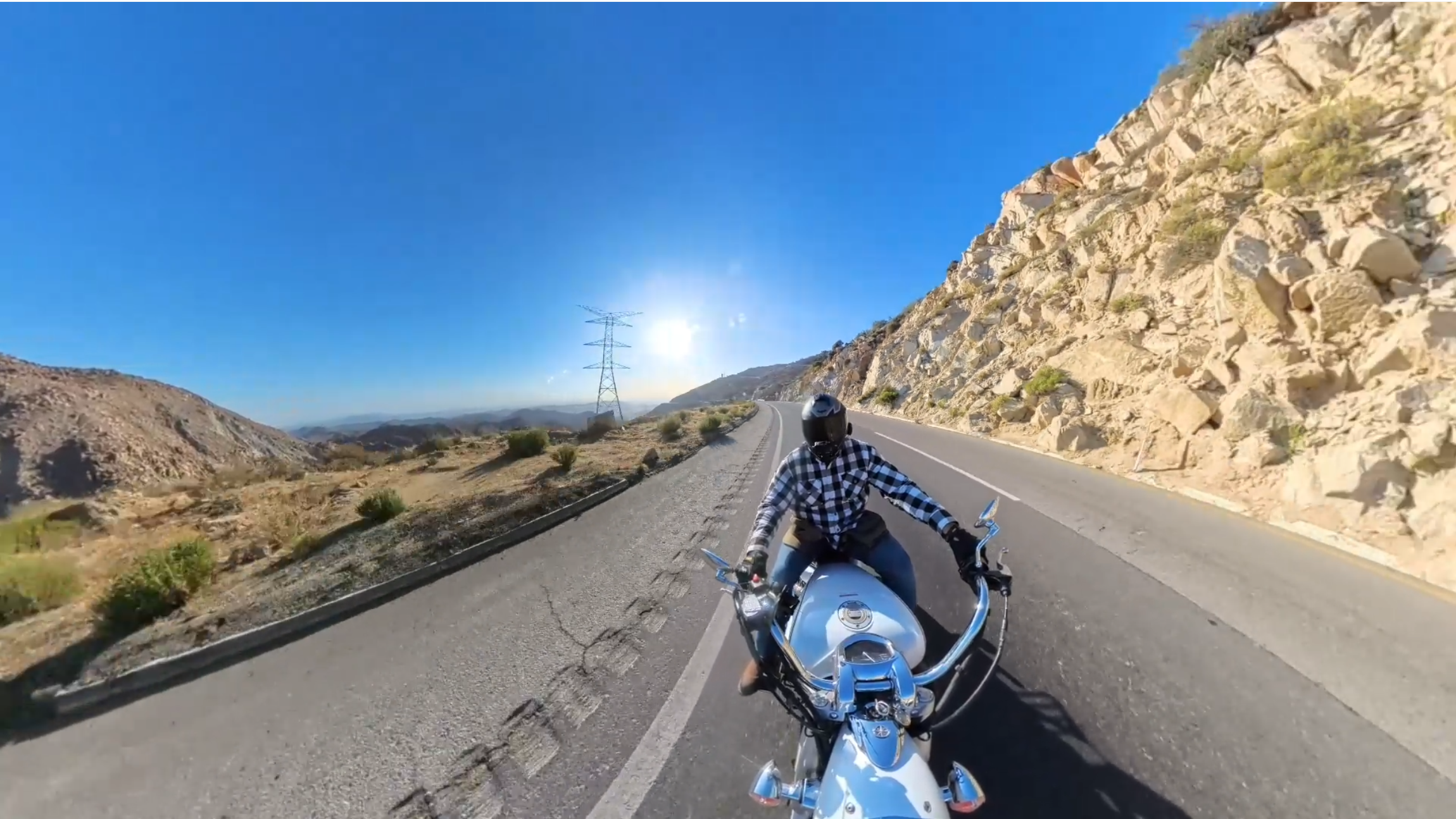 Motorcycle riding through La Rumorosa mountain road